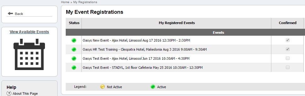 My Event Registrations