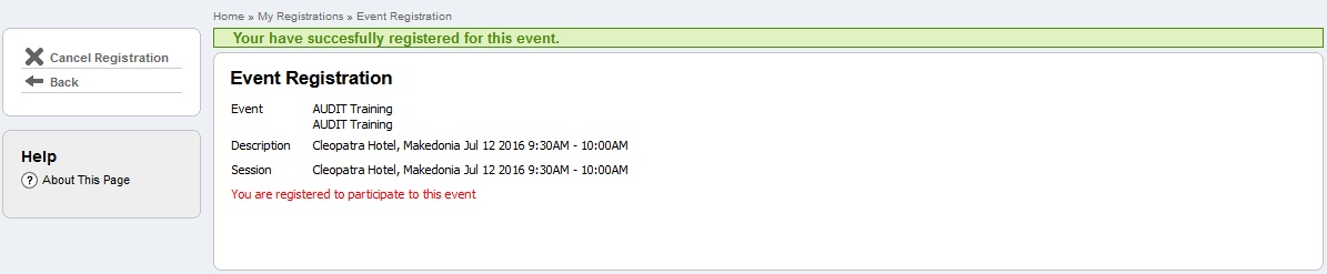 Register to a session