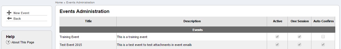 Events Administration