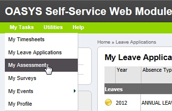 My Assessments menu