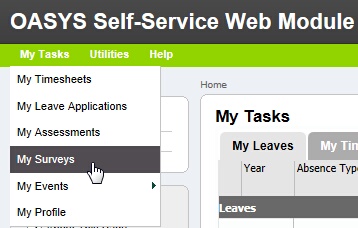 My Surveys menu