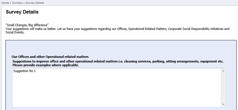 Survey screen