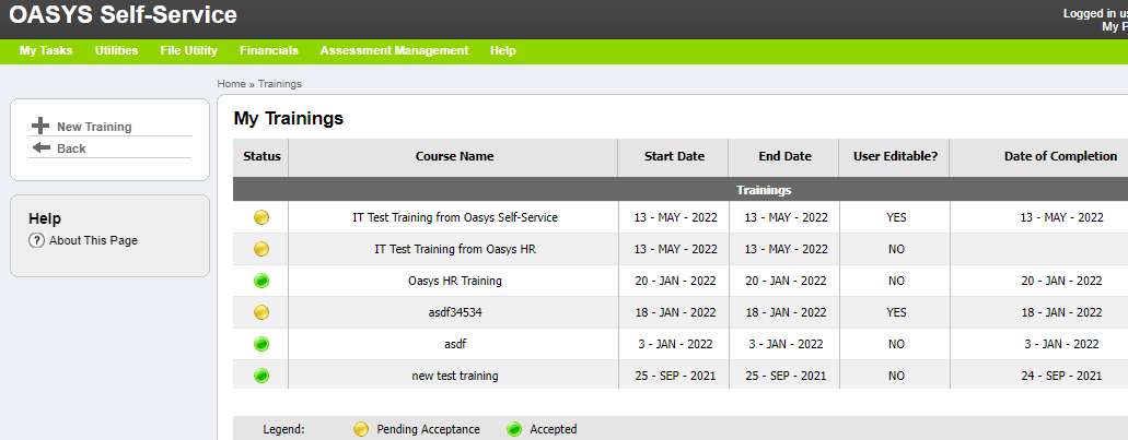 My Trainings